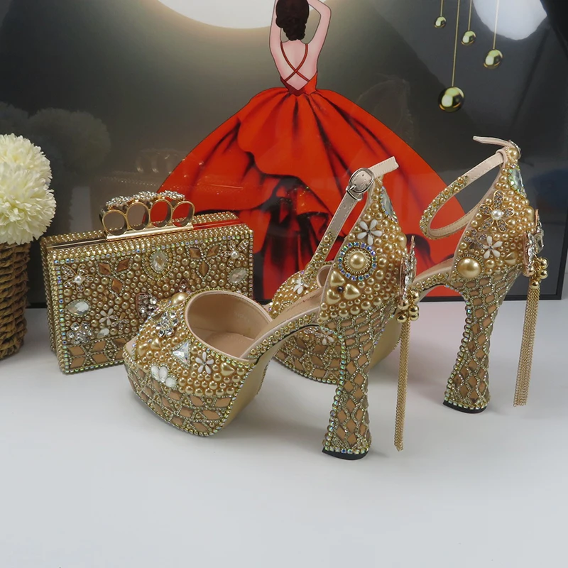 Champagne Crystal Bridals Party Shoes topánky 11 cm podivné päty Ženy letné sandále večerné párty topánky Otvorené sandále