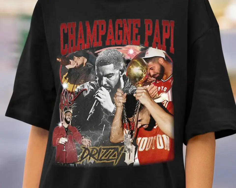 Champagne Papi Drizzy Vintage 90.s tričko Drake Certified Lover Boyleg Rap Zaujme Tshirt Care For Fans