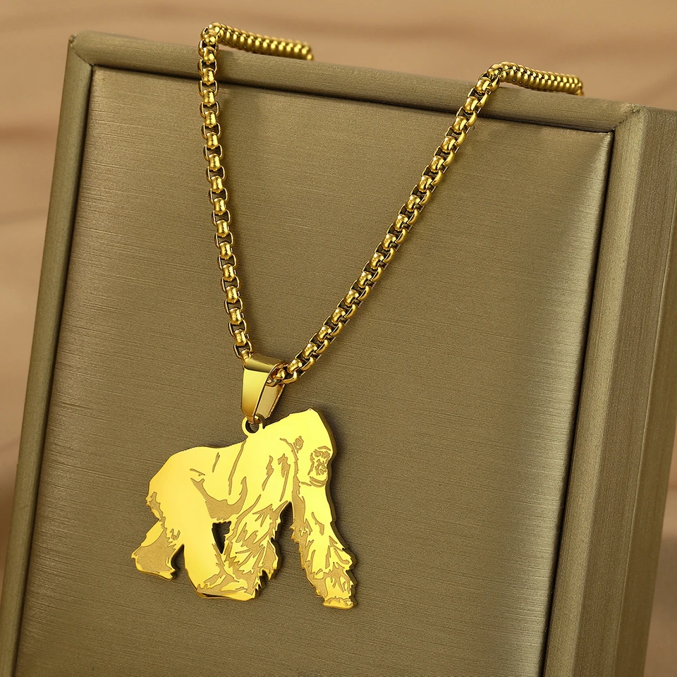 Chandler Gorilla prívesok Náhrdelník z nehrdzavejúcej ocele Gorilla Ornament pre mužov a ženy
