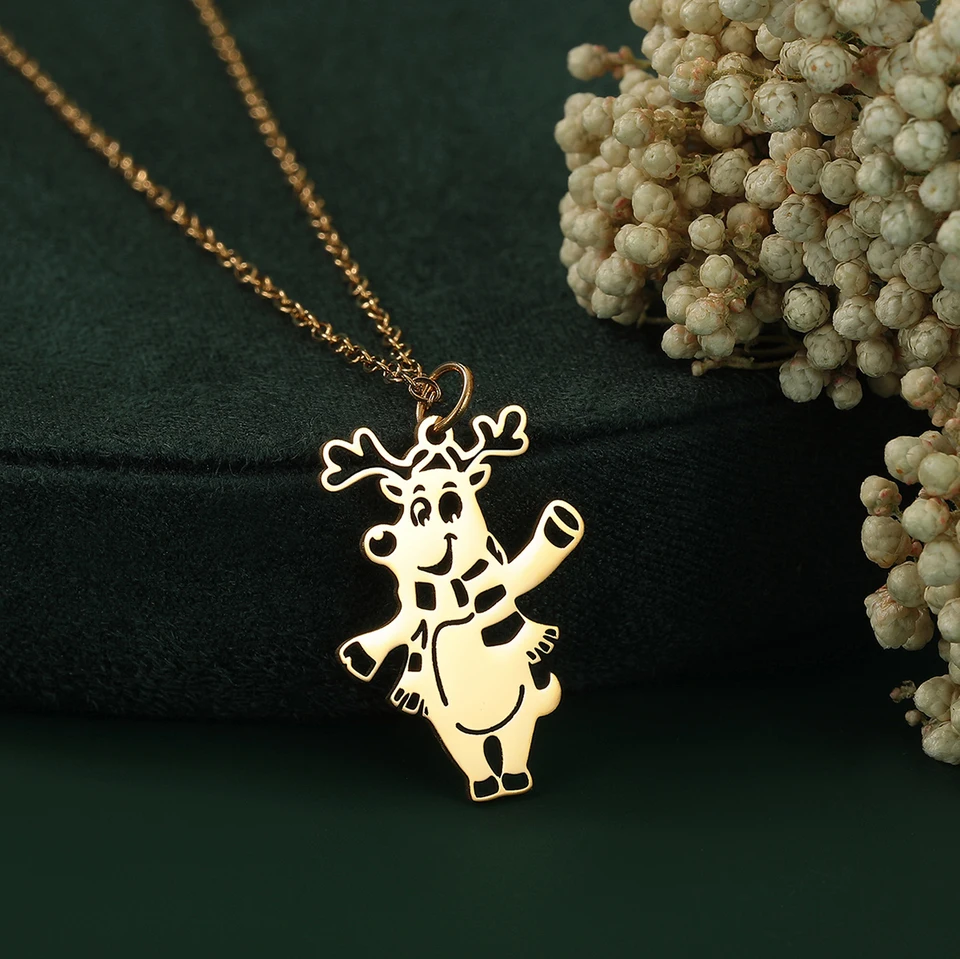 Chandler Reindeer kúzlo prívesok Náhrdelník z nehrdzavejúcej ocele laserom strihané šperky výroby dodávok vianočné sviatky zimné klenot