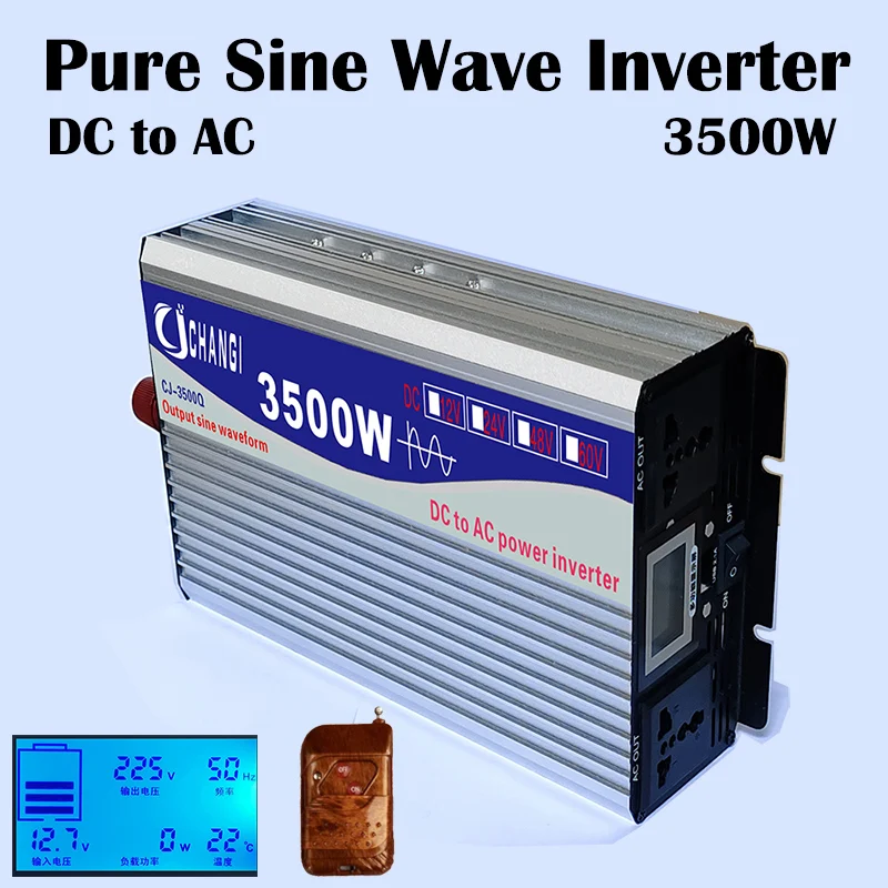 Changi 3500W 4000W 5000W Pure Sinine Wave Inverter 12V 220V Power Solar Car Inverters s dvojitou zásuvkou USB diaľkového ovládania