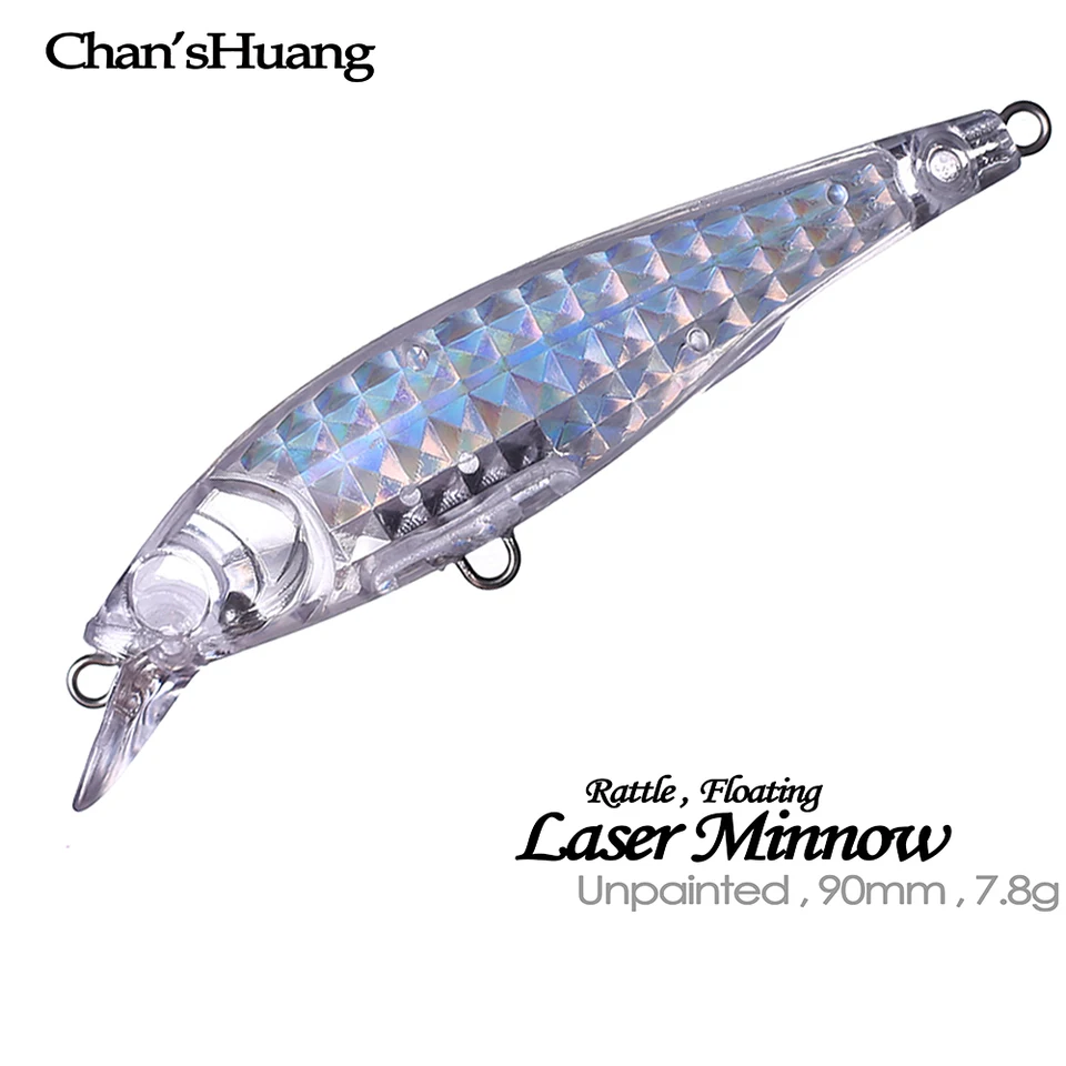 Chan'shuang 20ks nenatretý prázdny holografický návnada 9 cm 7,8g plávajúce hrkálka laser