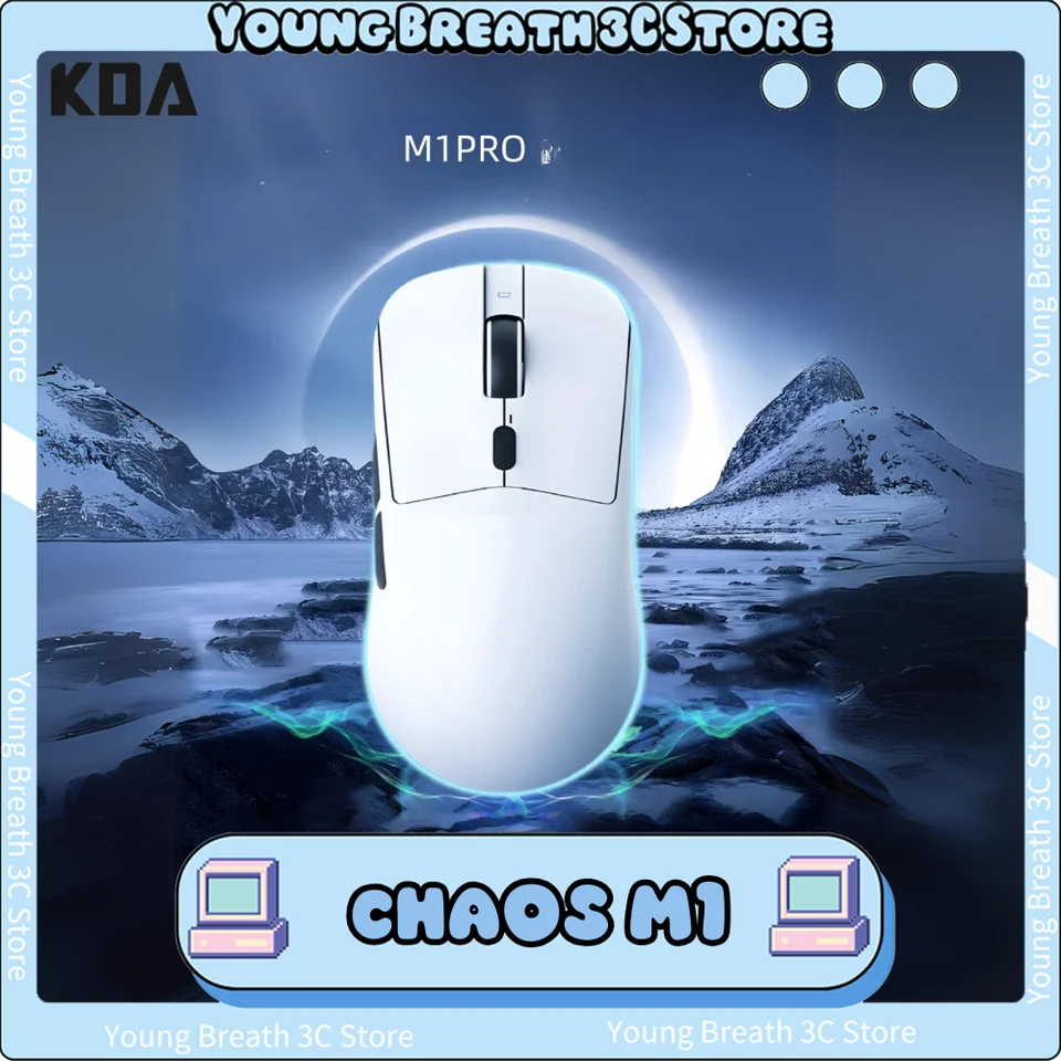 Chaos M1 Pro Mouse Dual Mode Dual Mode Wireless PAW3395 Mouse 8000Hz Rýchlosť volebného priestoru NORDIC52840 Vlastná ľahká herná myš PC Príslušenstvo