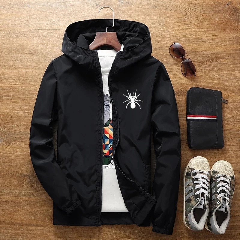 Chaqueta Con Capucha neformálne pavúky Estampady para hombre, Sudadera A Prueba de Viento, Ropa Deportiva 2024