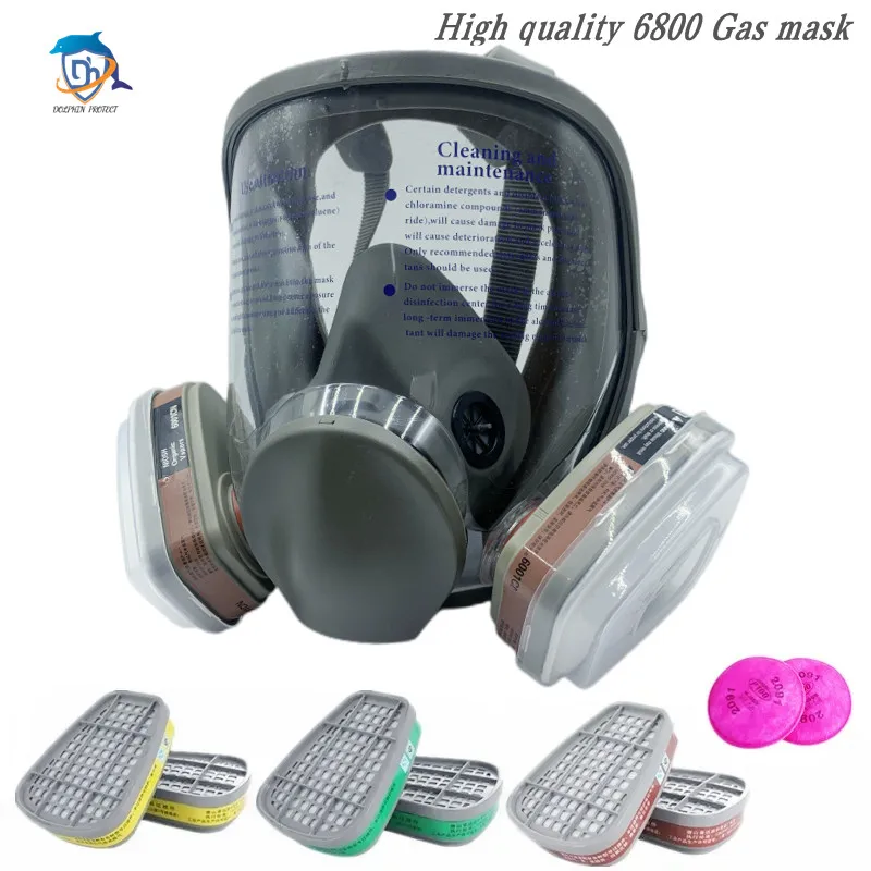 Chemický respirátor 6800 Dýchací respirátor anti-FOG Full Mask Filter pre kyslé plyny, Zváracie sprejové farby Insekticíd