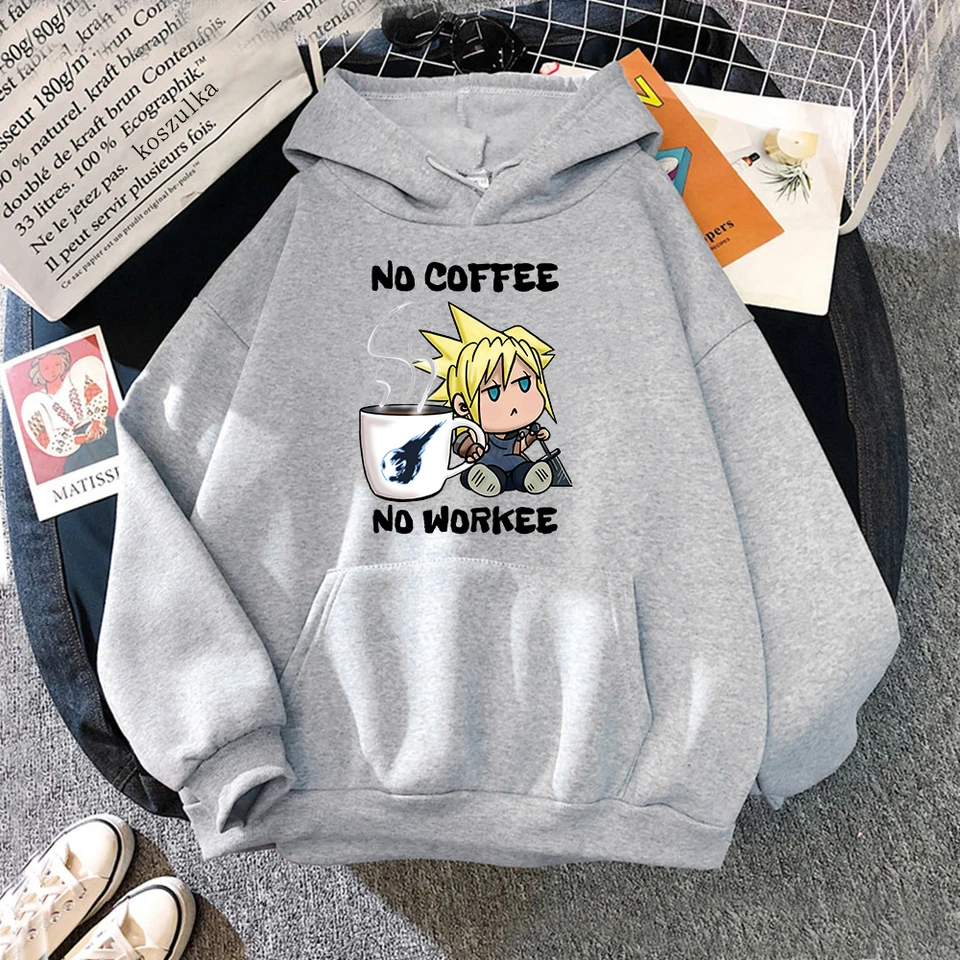 Chibi cloud no káva no Workee Final Fantasy 7 Ženy mikiny krásne karikatúra kapucňa unisex vintage pulloves mikina anime