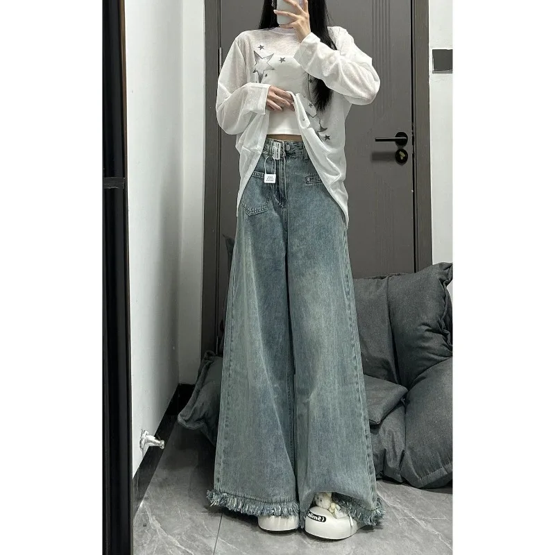Chic Autumn Vintage Cargo Pants Women Baggy Džínsy modré džínsy pre ženy slouchy džínsy