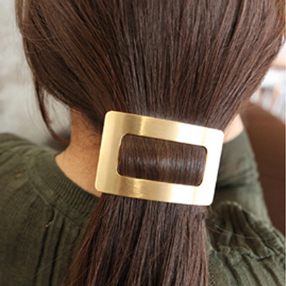 Chic Metal Geometric Hair Clip Square Rectangle Barrettes Hairpin Barrette vlasové pazúry Ženy Dievčatá módne vlasové doplnky darčeky