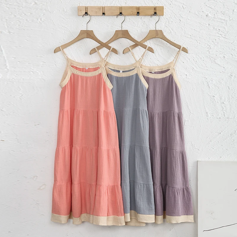 Chic Mulin 100% bavlnená gáza letné šaty pre ženy 2023 Sexy nastaviteľný remienok Patchwork Dress Boho Sundress Vestidos