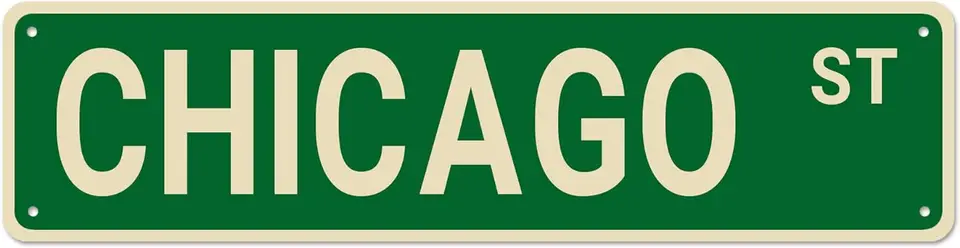 Chicago City Street Signs, Chicago Decor Chicago Sign Chicago Gift, Wall Decor for Home/Cave/Bar, kvalitný kovový sig