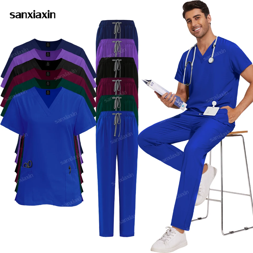 Chirurgické uniformy Žena Ošetrovateľstvo Rovné nohavice súprava Medical Top Pant Unisex Uniform Scrub Clinical Beauty Salon Spac Hospital