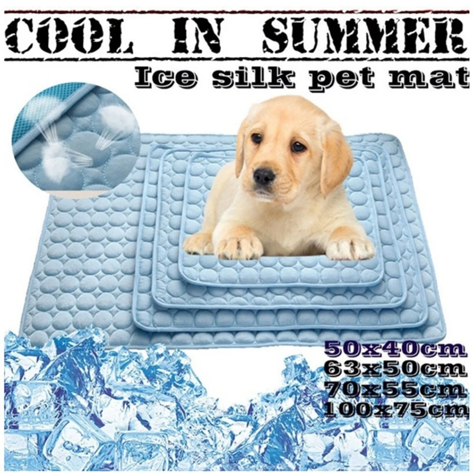 Chladenie domácich miláčikov Matka Dog Posteľ chladné ľadové hodváb malé zviera Puppy prikrývka Voda Absorpcia pohovka na mačku spa