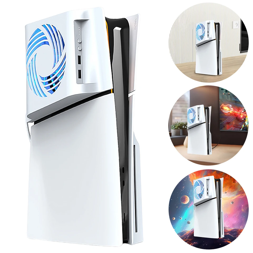 Chladiaci ventilátor s RGB svetlom na bočné chladiace ventilátor externého chladiča ventilátora pre PS5 Slim Accessories for PlayStation 5 Slim Console