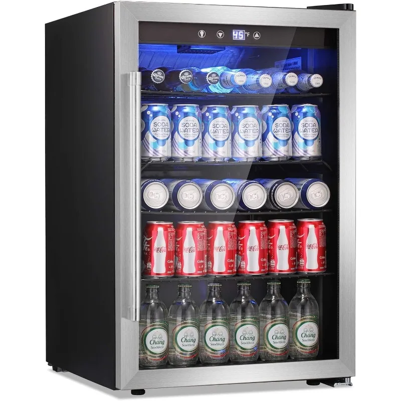 Chladnič chladničiek s nápojmi - 145 môže mini chladničke sklenené dvere pre pivo alebo víno, čírené predné dvere pre domácu kanceláriu alebo bar