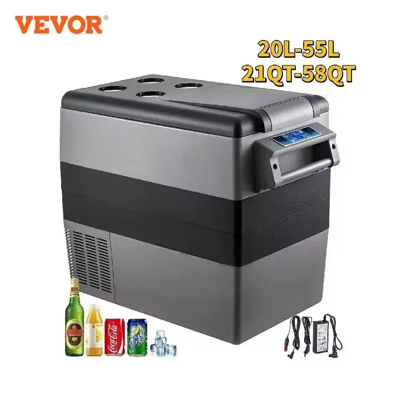 Chladnička Mini v chladničke Vevor 15-55L prenosný prenosný kompresor chladič 12/24V DC 110-240V ICE LICK pre jazdu kemping picn