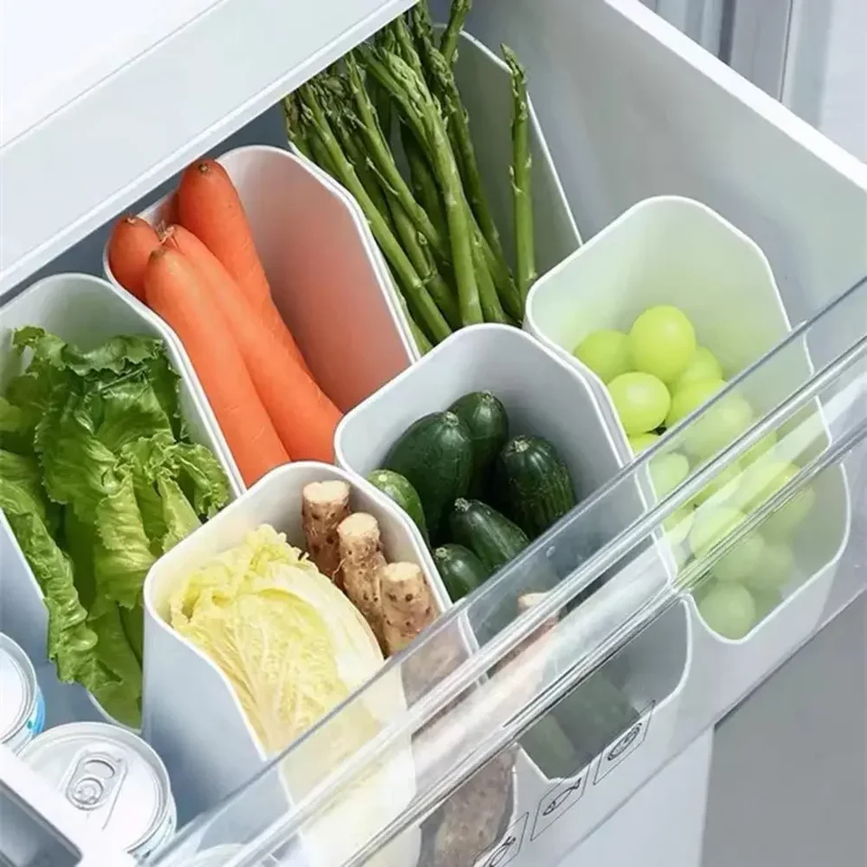 Chladnička Organizátor Bins chladnička s prípravou na triedenie Storage Storage Transparentné korenie skladovacia škatuľa kuchynská chladnička Ukladateľ Organizátor
