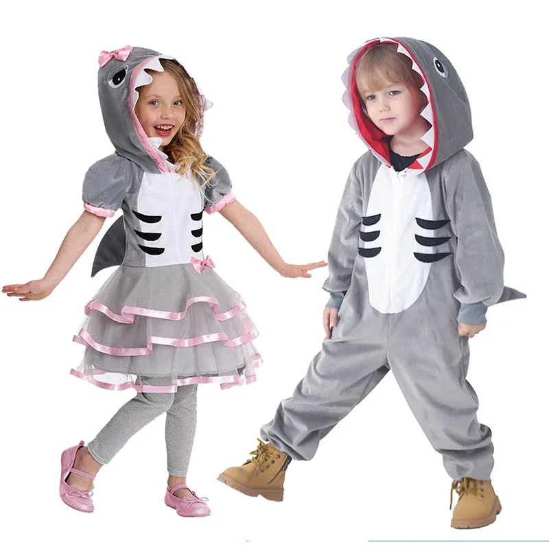 Chlapci a dievčatá šedý žralok Cosplay kostým Ocean Animal That Party kostým pre deti hra pre kostýmy Performance Performance M17