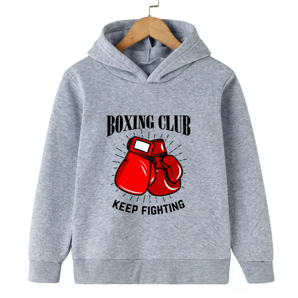 Chlapci dievčatá mikina mikina jesenná zimná zimná zimná zimná rukáv Harajuku Jumper Fashion Printed Boxing Set Casy Hooded Street Top New New New