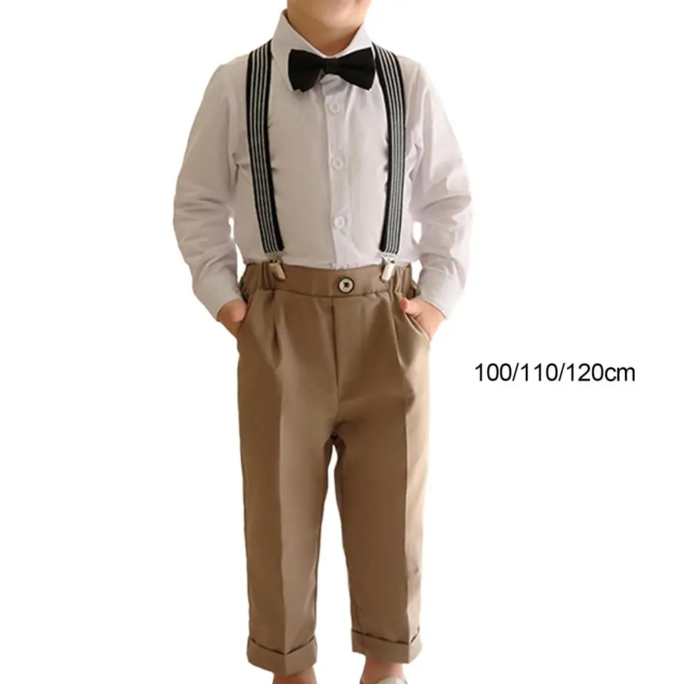 Chlapci Gentleman Outfender Suspender Pants Dress Tirl Formálny opotrebenie formálny oblek na fotografiu svadobná hostina narodeniny krst