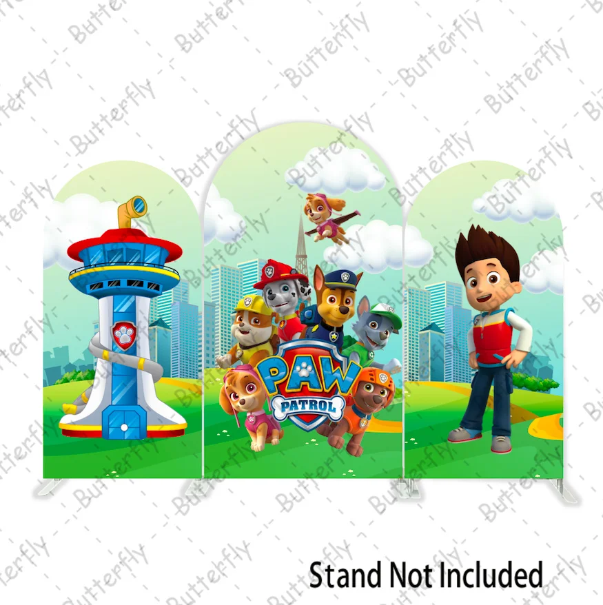 Chlapci narodeninová oslava pozadie dopravnej polície Chase Arch Round Paw Patrol Dog Marshall Photography Cover Cover bábätko