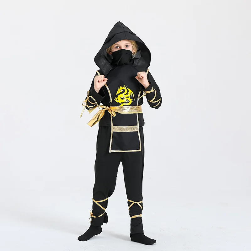 Chlapci Ninja Deluxe kostým pre deti s doplnkami zbraní Kung fu outfit halloween nápady darčeky