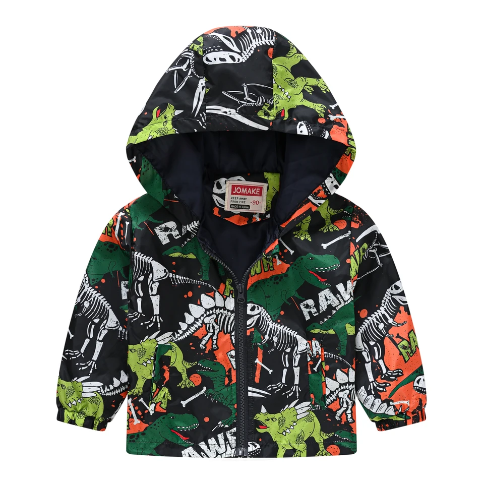 Chlapci s vetrom s kapucňou Rôzne kreslené grafické výtlačky zipsové kabáty Kids jarné oblečenie