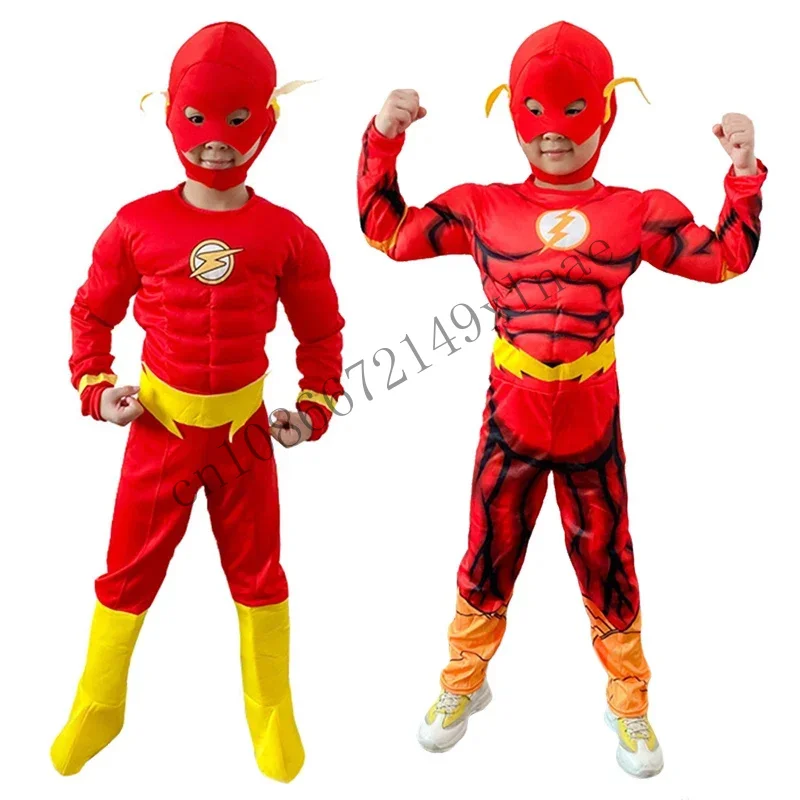 Chlapčenský luxusný kostým Fancy Dress Up Kids Film Carnival Party Halloween Flash Cosplay kostýmy masku s topánkami 3-12y