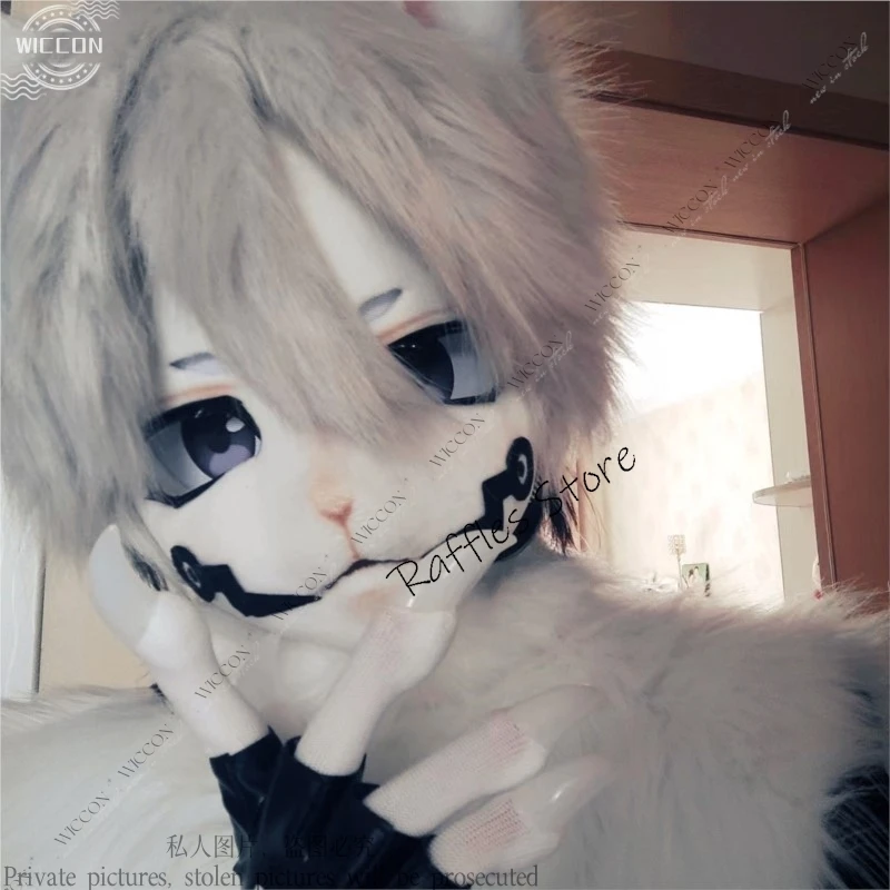 Chlpaté rukavice Kig fursuit kigurumi cosplay plyšové rukavice letné rukavice pazúry čierna biela viacfarebná pazúry roztomilý chladný chlpatý darček