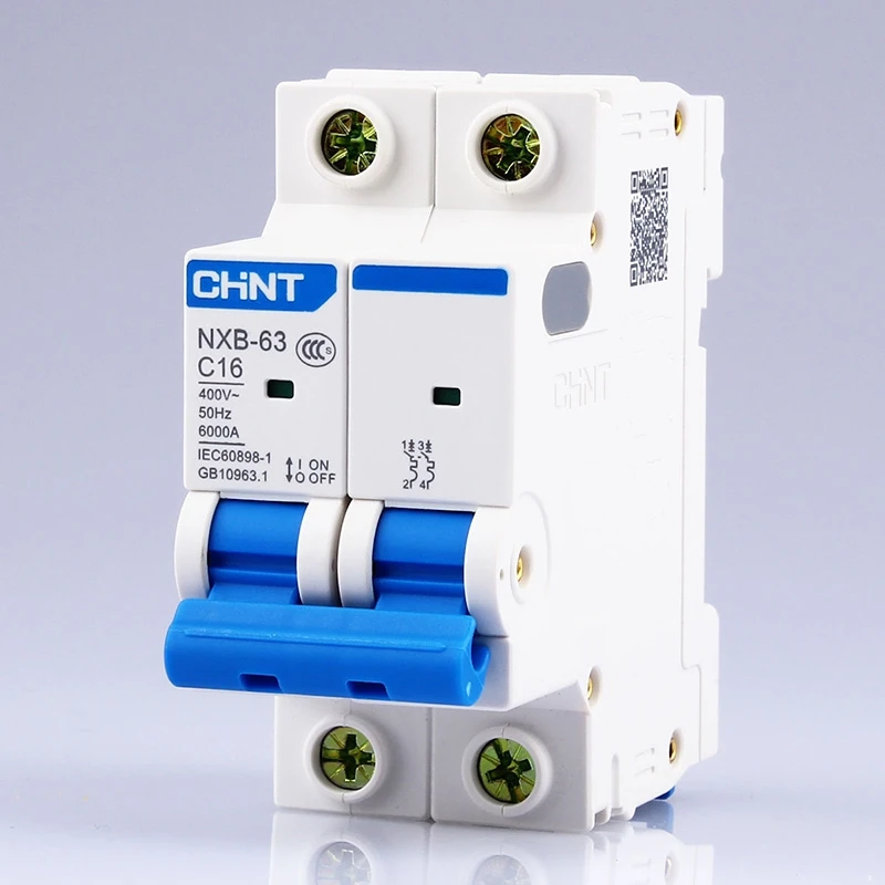 Chnt chint mcb nxb-63 2p ac mcb c krivka 400v 10a 16a 20a 25a 32a 40a 63a mini istič dz47 din Rail