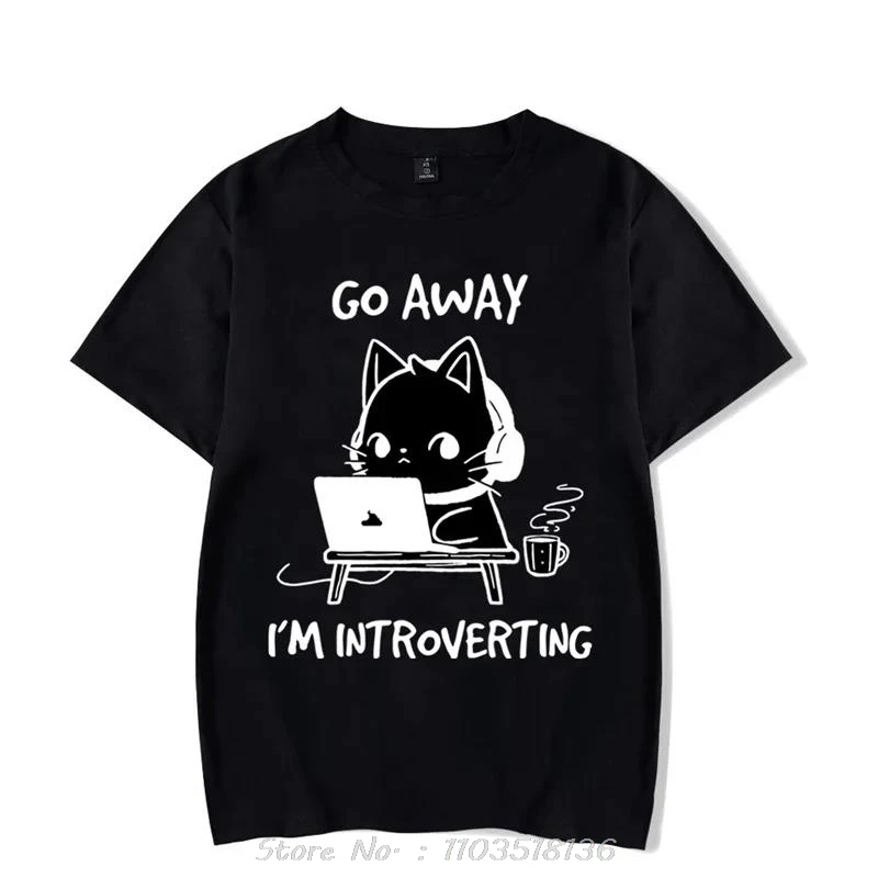 Choď preč som introvertu grafické košele Funny Cat Gamer Gaming Trsh Tops Tops módne harajuku tričká unisex o-neck tričko značky