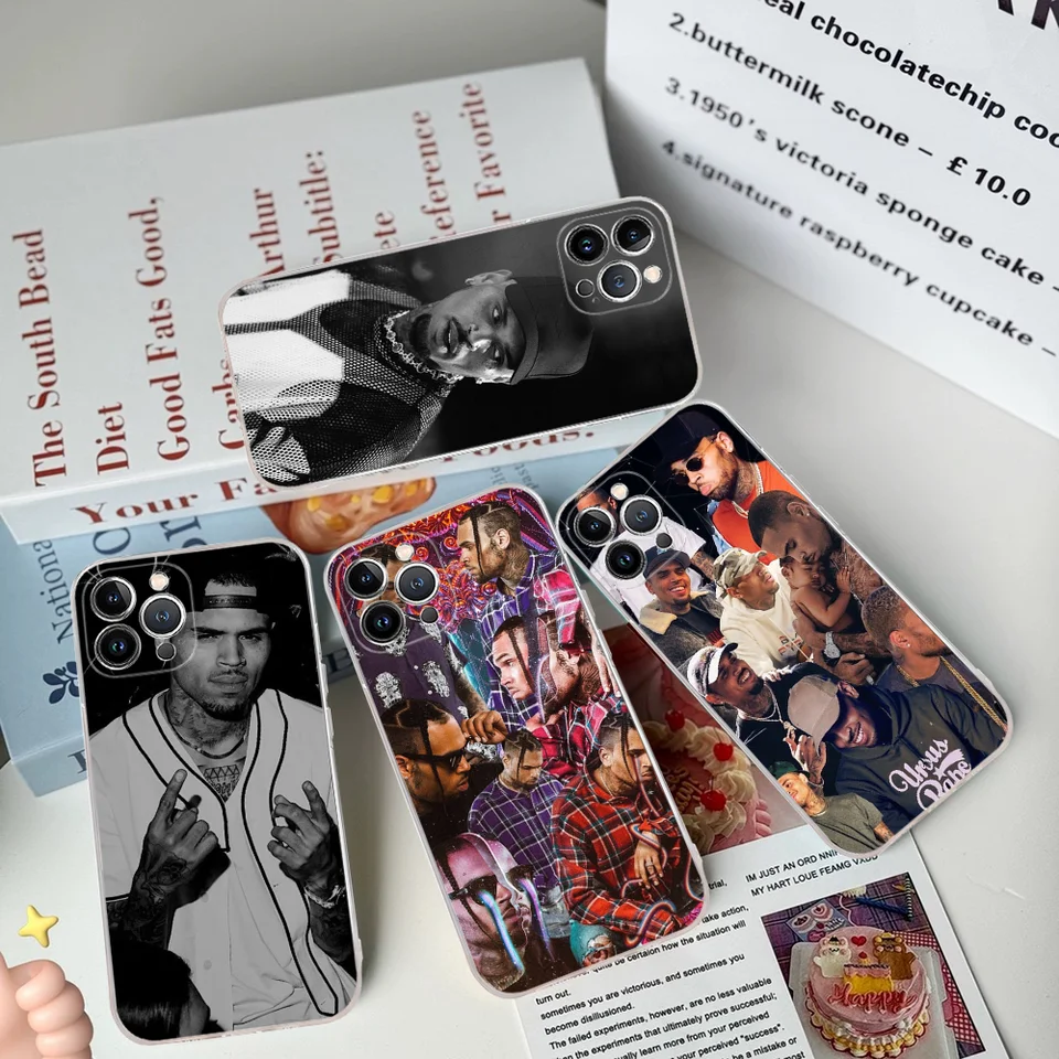Chris Brown American Rapper Telefon Case Silikone Soft pre iPhone 16 15 14 13 12 11 11 Pro Mini XS Max Plus X kryt