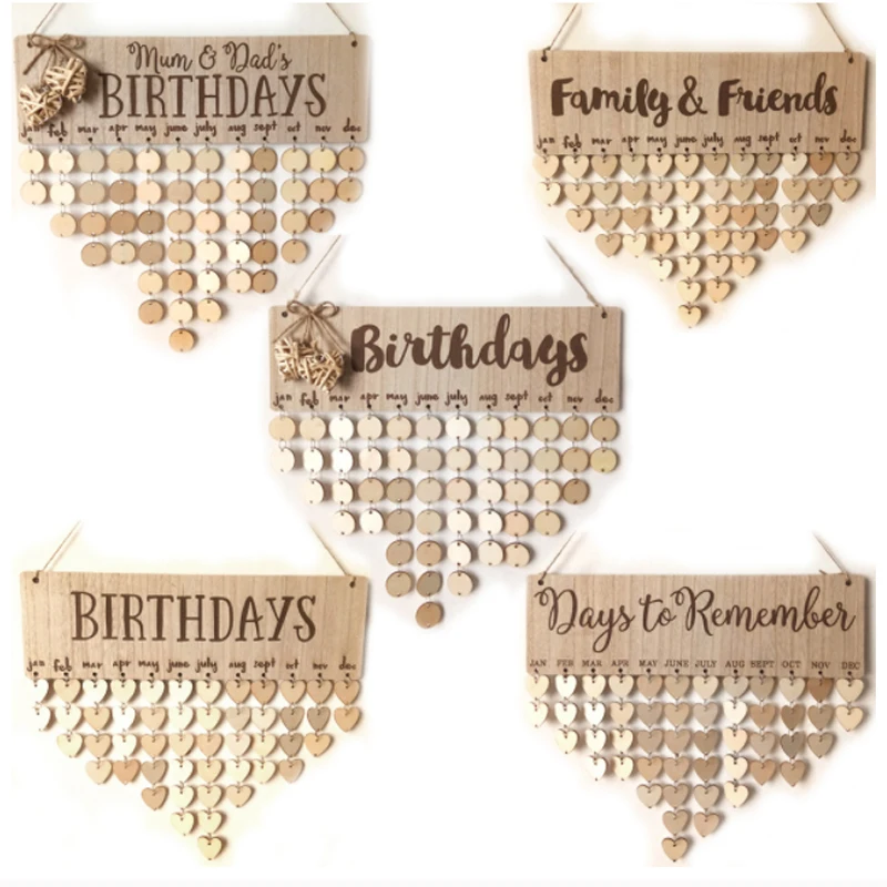 Chritsmas narodeniny Špeciálne dni Pripomienka doska Home zavesenie dekor Drevená kalendárka závesný ornament Nový rok dekorácia