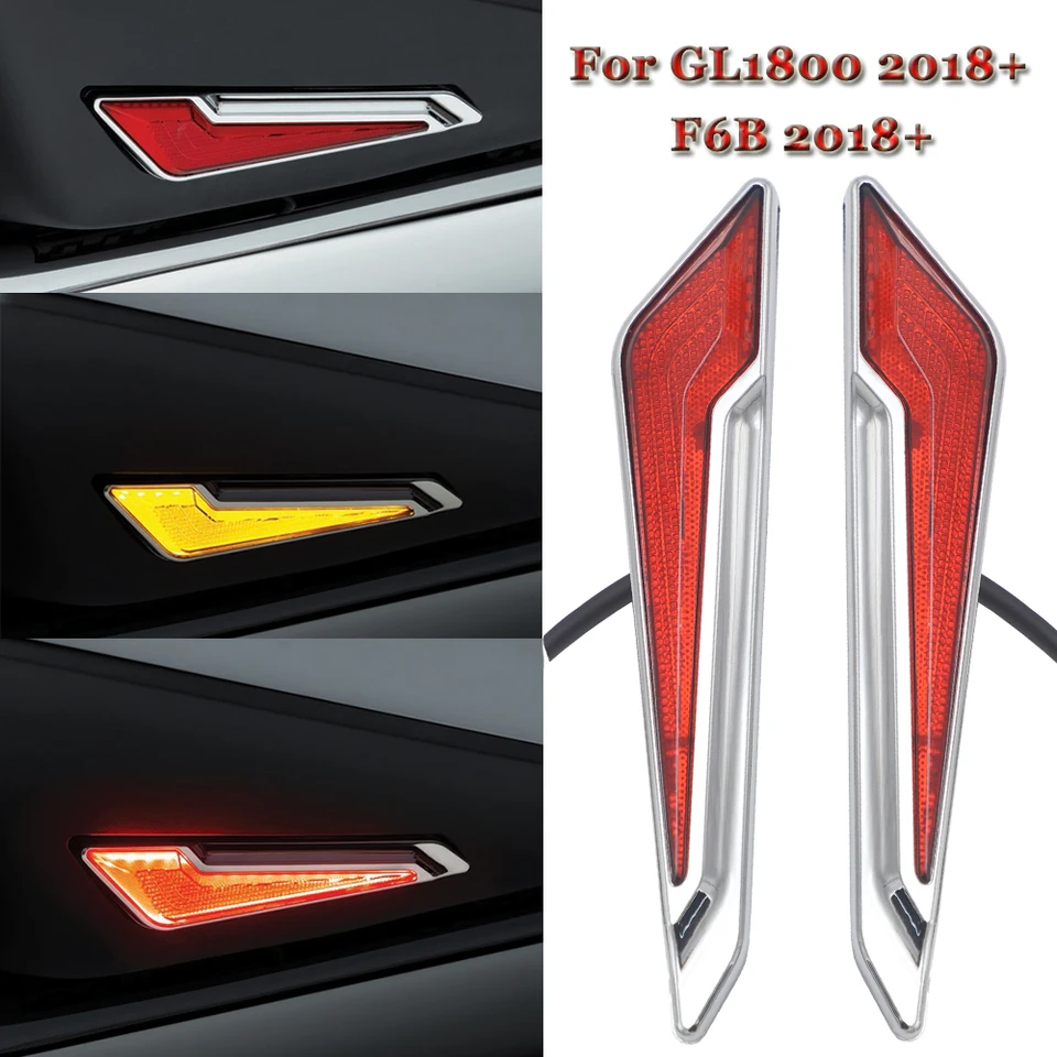Chrome LED Turn Signal Saddlebag lnserts pre Honda GL1800 F6B 2018-2021