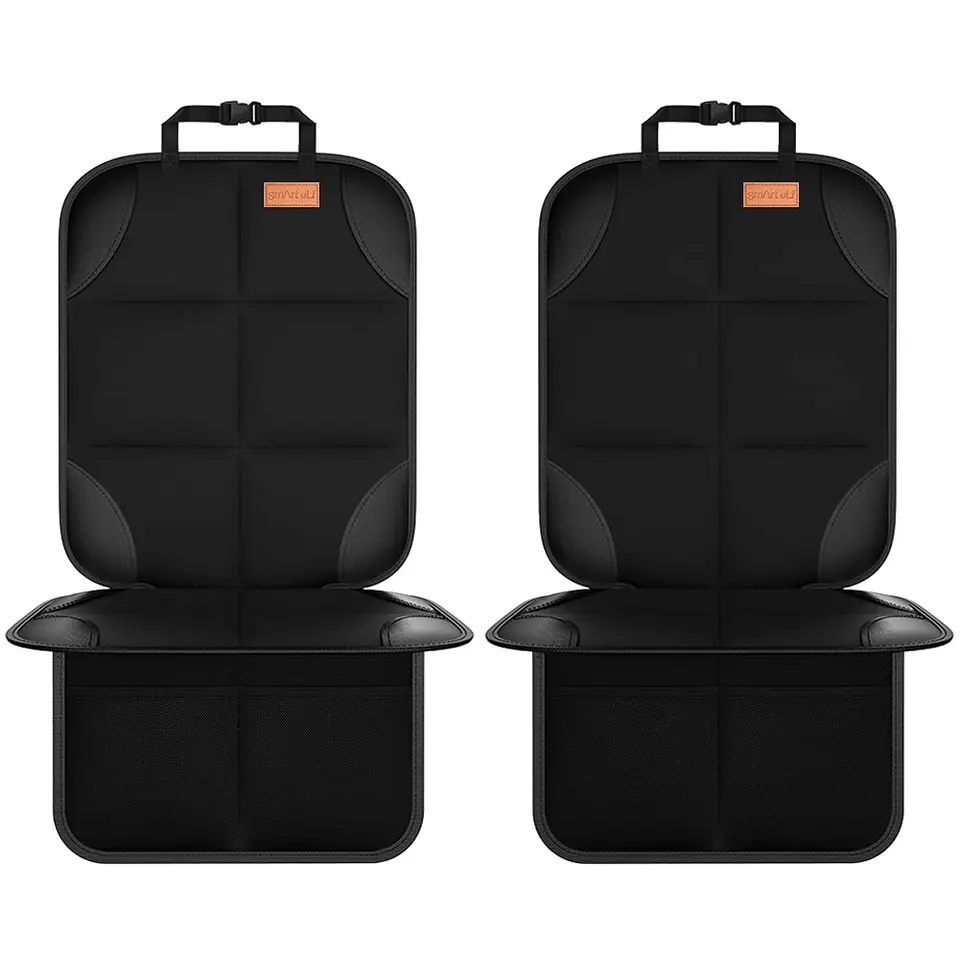 Chránič autosedačiek, chránič sedadiel 2pack chrániť detské sedadlá s najhrubšou čalúnením a nekĺzavým vreckám na zadku so sieťou pre dieťa a