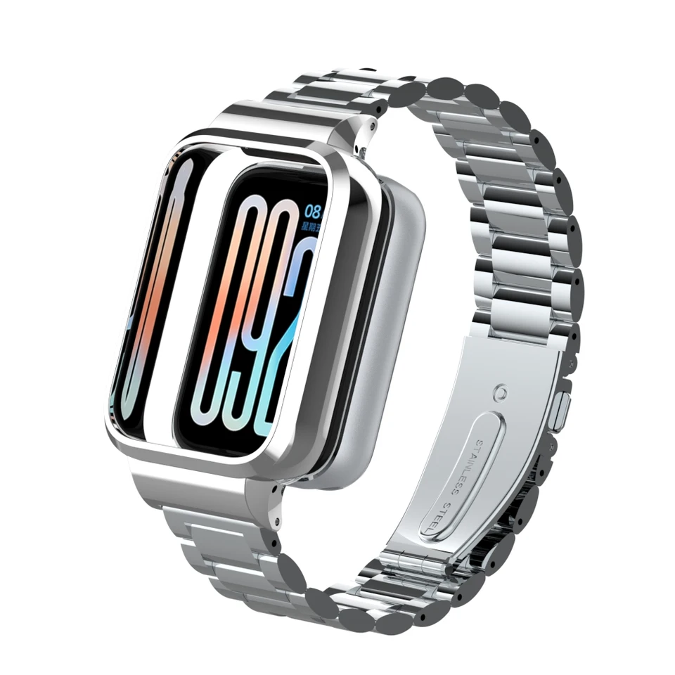 Chránič puzdra na kovové popruhy pre Xiaomi Smart Band 9 Pro Castless Steel WatchBand pre Xiaomi Mi Band 9 Pro Ochranný kryt s obalom
