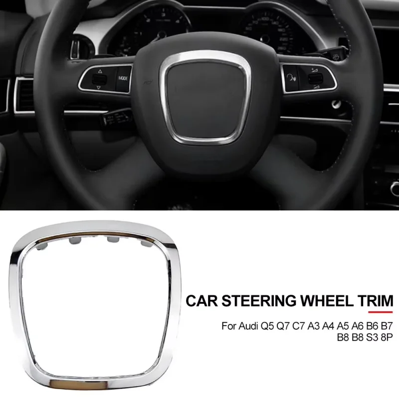Chrómová auto volant Rámový kryt výmeny krytu pre Audi A3 8p S3 A4 B6 B7 B8 A5 A6 C6 Q7 Q5 2003-2013
