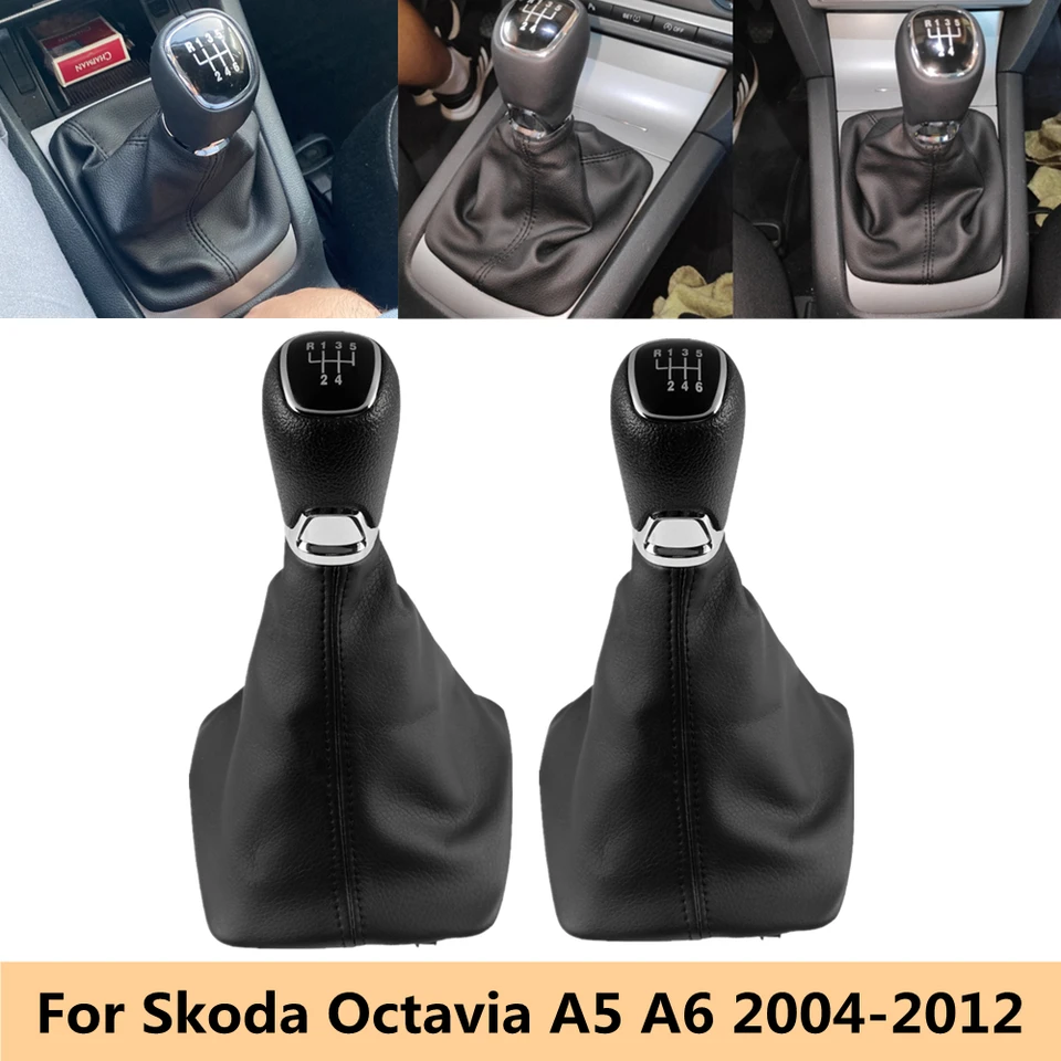 Chrómová kožená gombátová rada gombíka Gaitor Boot Cover pre skod Octavia A5 A6 2004 2005 2006 2007 2008 2009 2009 2010 2011 2011