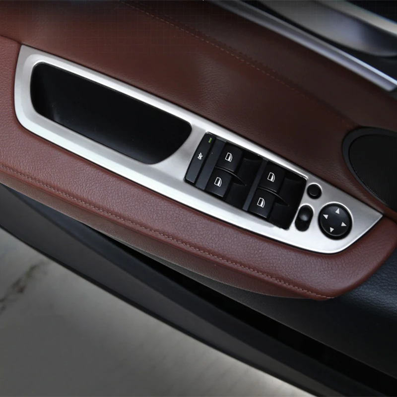 Chrómové vozidlo Styling Interiérové ​​obloženie ľavého ručného pohonu dverí prepínač tlačidla krytra Rámka pre BMW X5 X6 E70 E71 Príslušenstvo