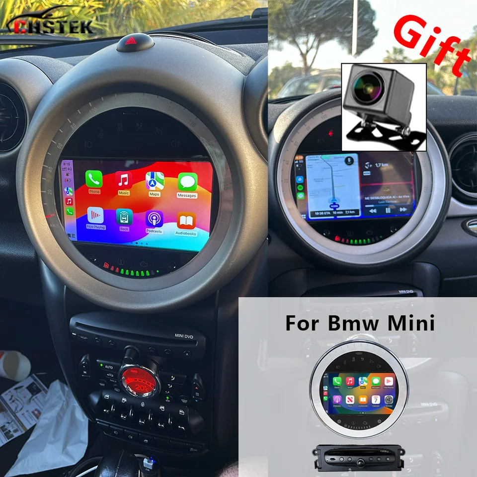 Chstek Car Radio Android 13 CarPlay pre BMW Mini Cooper R56 R55 R57 R58 R60 S Clubvan Coupe Clubman 2006-2015 BT GPS WIFI 4G DSP