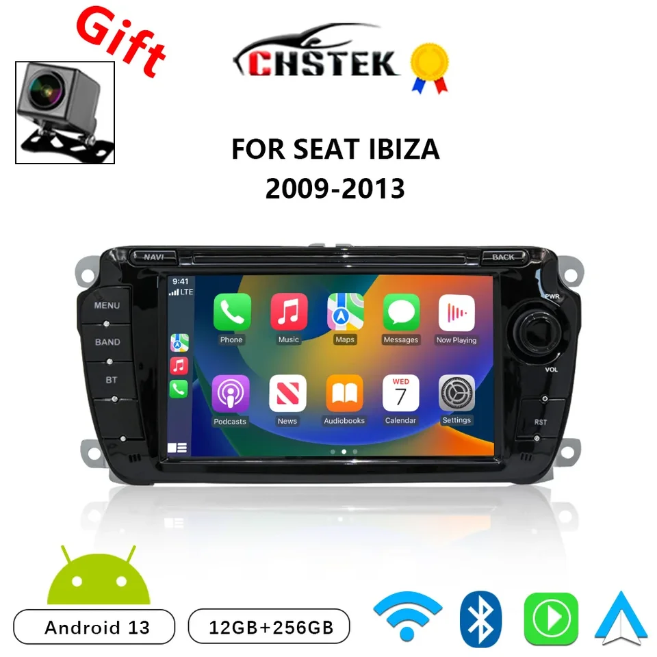 Chstek Car Radio pre sedadlo Ibiza 6J 2009 2010 2012 2012 2013 CarPlay Multimedia Navigation Bluetooth WiFi 4G Autoradio Android 13