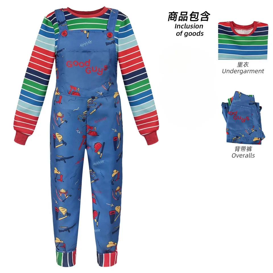 Chucky Cosplay kostým anime detská hra Scary Child Cos sklikania Halloween Clothing for Men Dámske večierky semeno Chucky