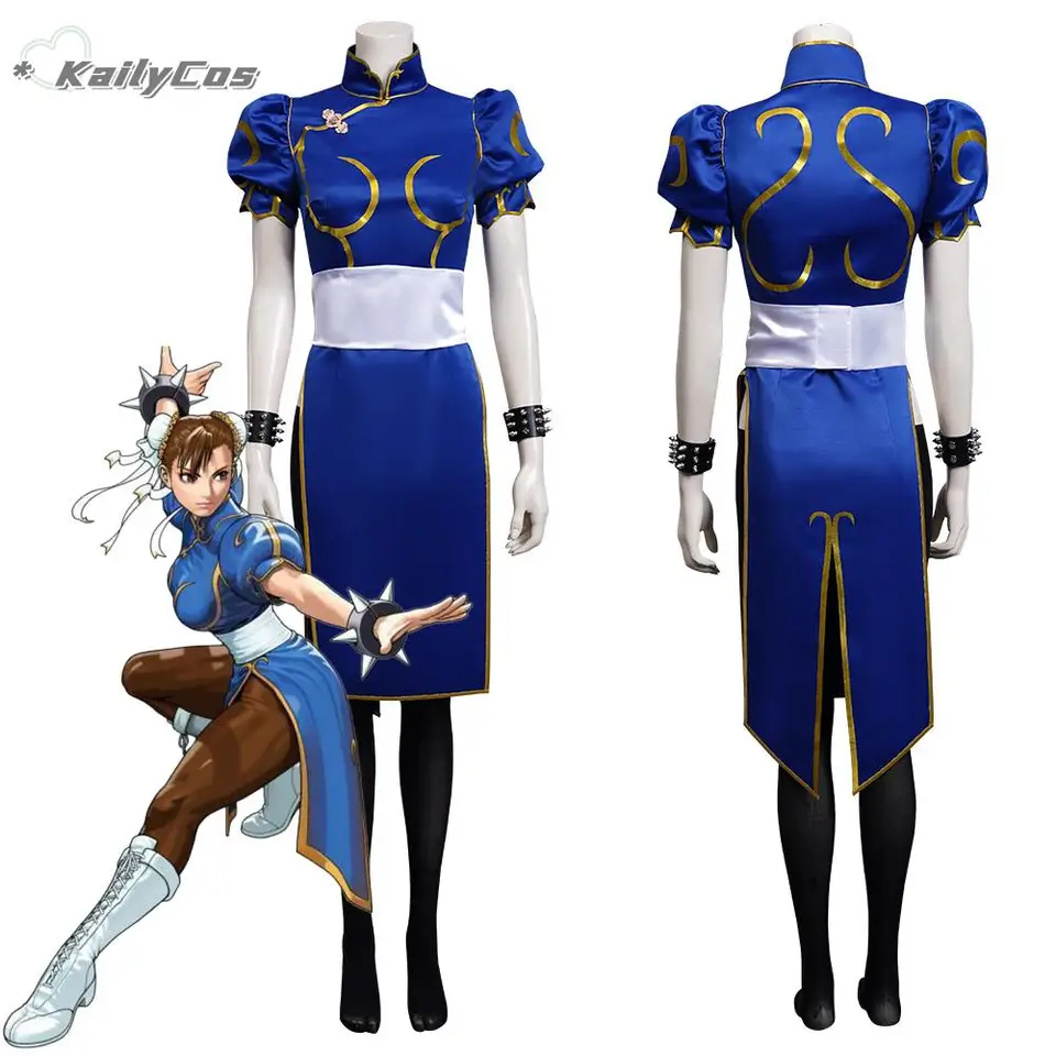 Chun Li cosplay šaty kostýmy Game sf chunli rola hrať modrý qipao outfit plne set jackie kung fu halloween party Suit for Fun