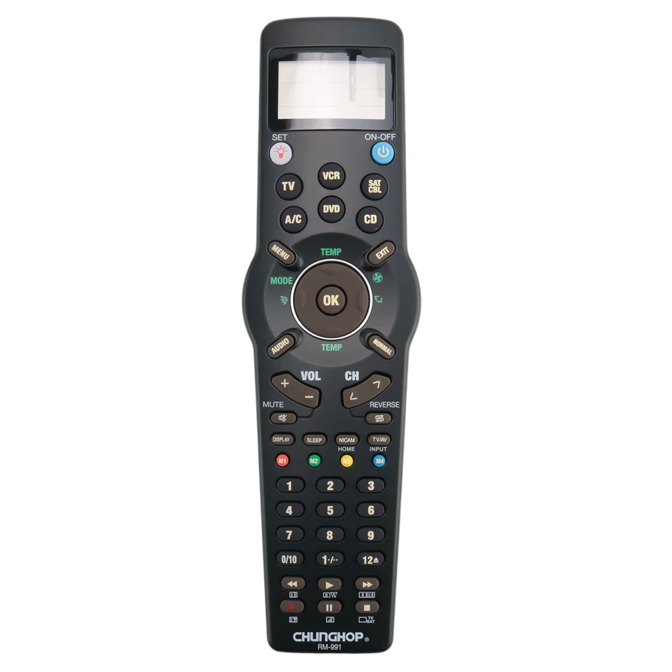 Chunghop RM991 inteligentné univerzálne diaľkové ovládanie Multifunkčné diaľkové ovládanie diaľkového ovládača pre TV/TXT, DVD CD, VCR, SAT/Cable a A/C