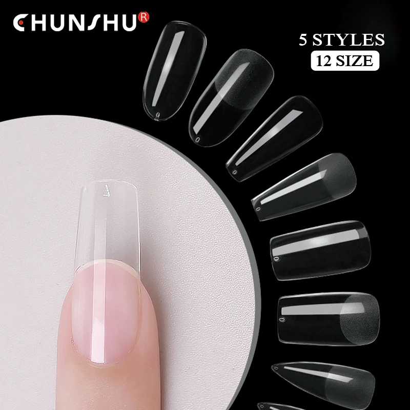 Chunshu nechty 120ks oválne steletto mandľové štvorcové rakva francúzske falošné falošné namočenie z gélových nechtových hrotov American Capsule pre predĺženie