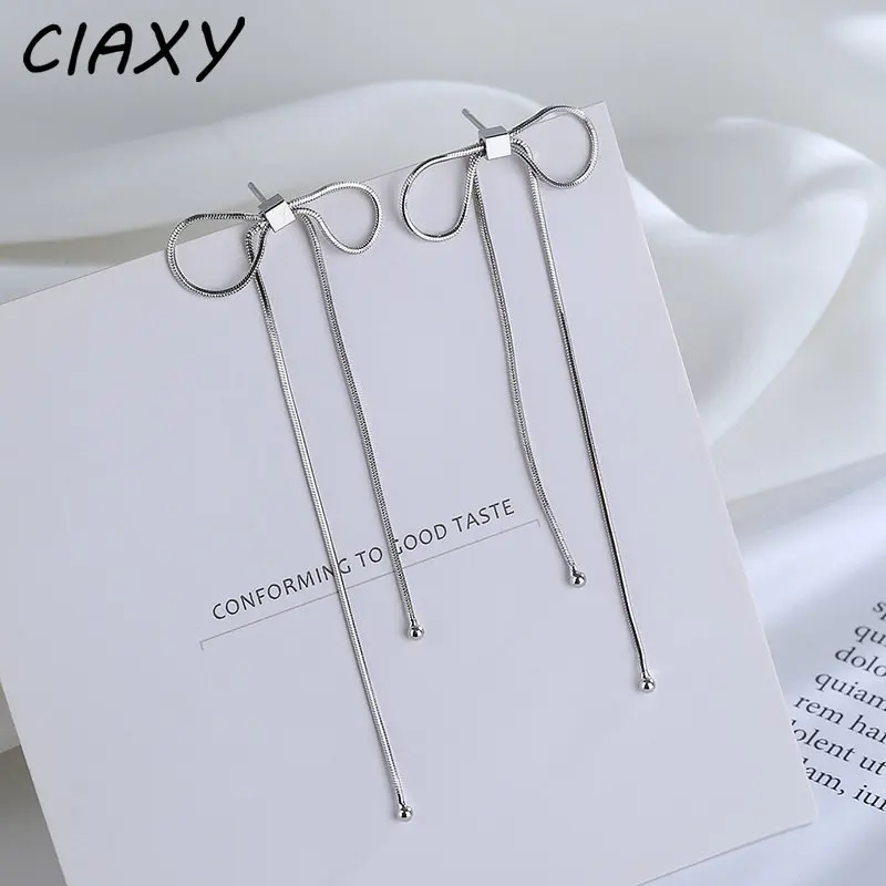Ciaxy Kórejská móda strieborná farebná náušnice pre ženy pre ženy Dlhla dlhá strata