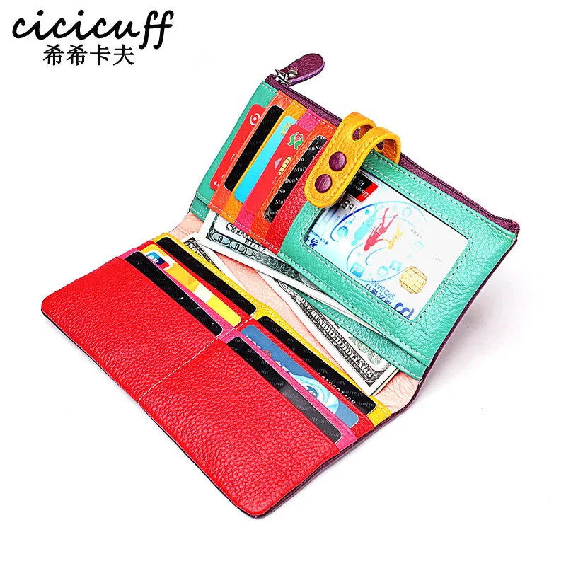 CiCicuff Fashion Peňaženka Ženy Originálne kožené dlhé dámske dámske dámske kabelky s farebnou telefónnou peňaženkou s farebnou telefónom.