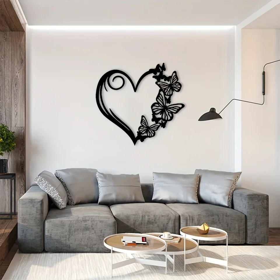 Cifbuy Butterfly Heart Garden Metal Wall Art Art Decor Decor for Home Decoration Obývacia izba Spálňa jedáleň