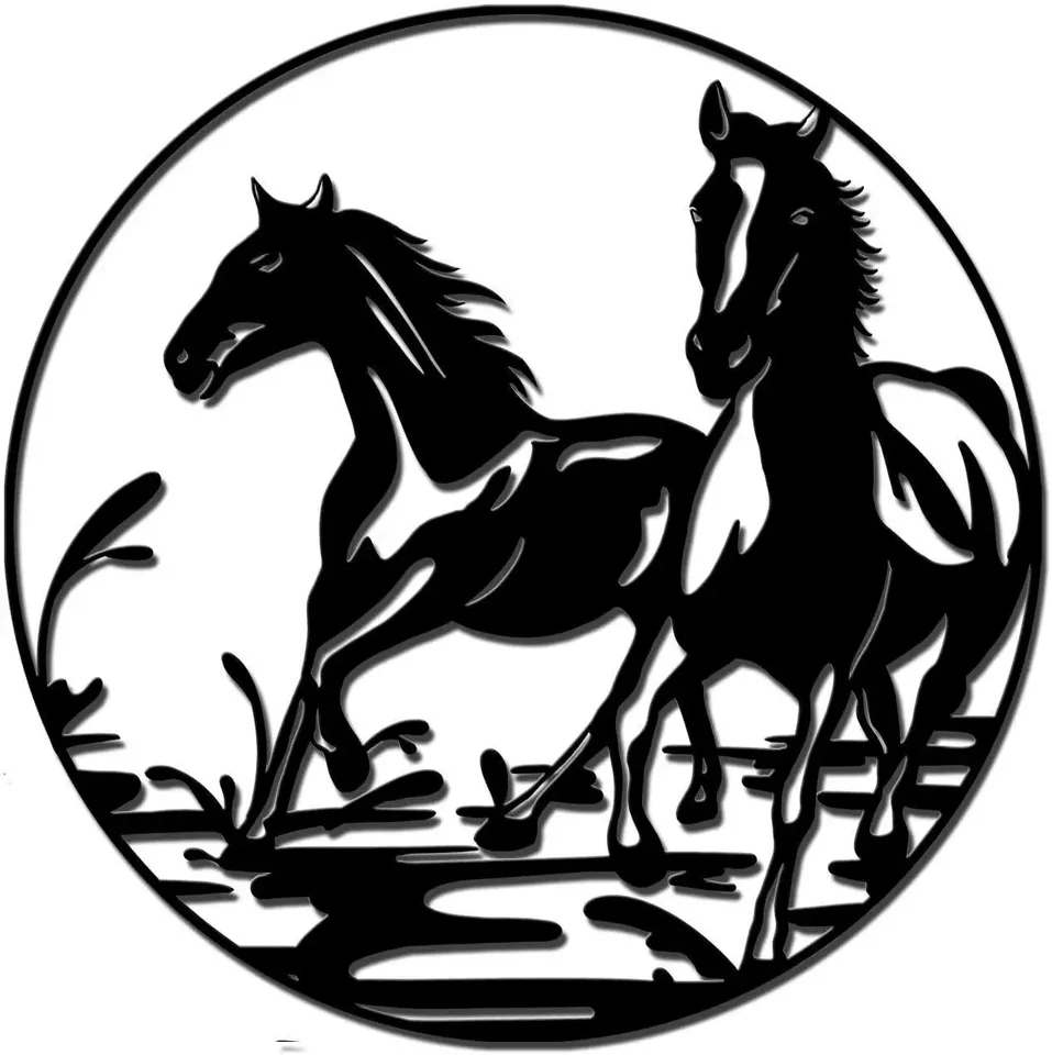 Cifbuy Farmhouse Running Horses Sochy 16 palcov vintage železné umenie silueta stena dekorácie stena nálepky na stenu visiace nástenné umenie