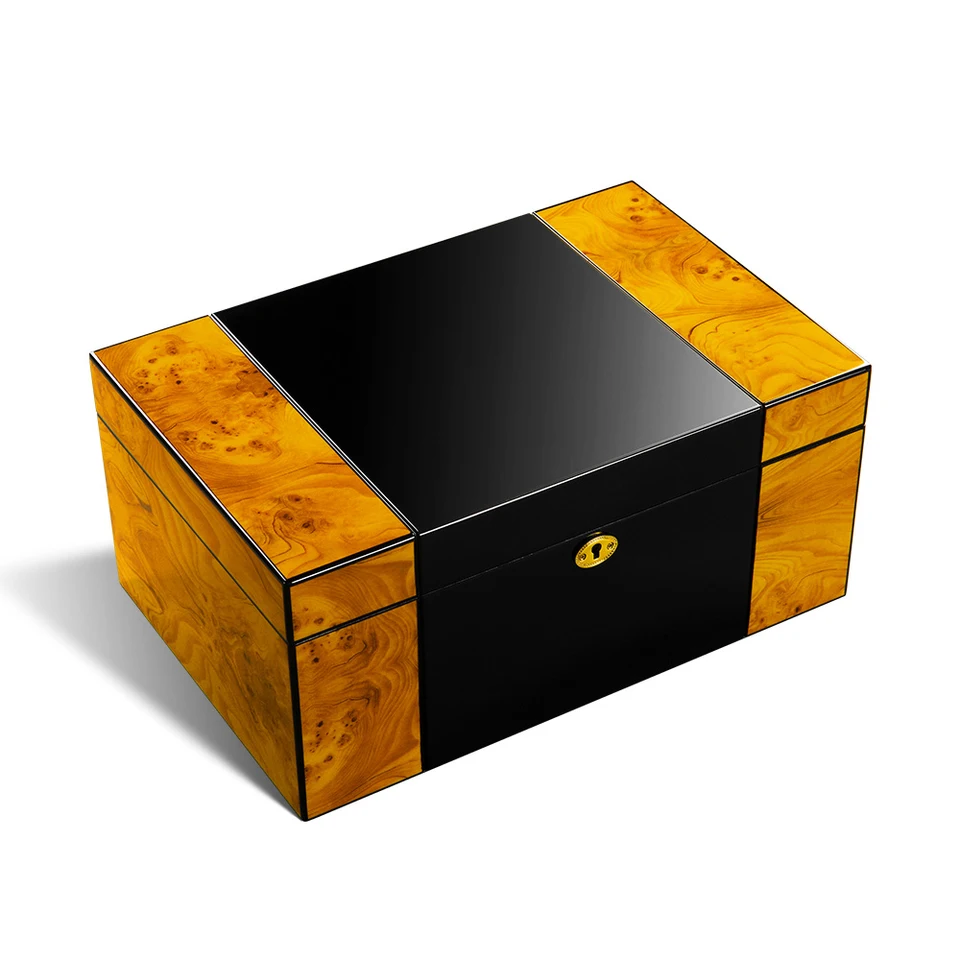 Cigar Hormidor Box Cedar Wood Cigar Humidor Piano Paint Display Box Holdor s Hygrometrom zámku Cigar Hygromer s logom