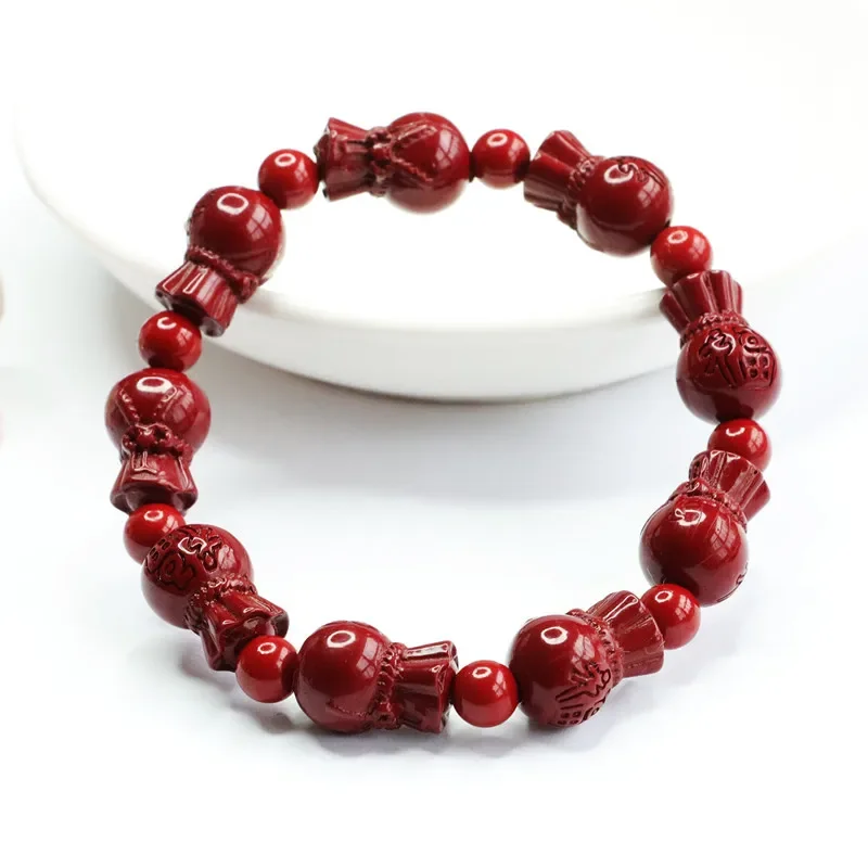 Cinnabar Lucky Bag Náramok Man šperky vyrezávané drahokamy Energetické náramky pre ženy luxusný dizajnér prírodného kameňa Gemstone